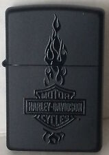 Zippo Harley Davidson Black Matte Lighter With Harley Logo & Flames, 46821, NIB picture