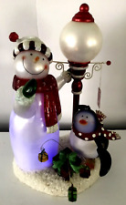 Vintage JC Penny Home Collection Acrylic Light Up Snowman & Penguin Lamp post picture