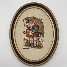 Vintage Children in the rain picture in frame picture