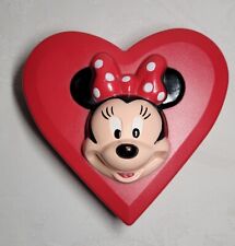 VINTAGE DISNEY MINNIE MOUSE PLASTIC TRINKET JEWELRY BOX HEART  Valentines Day picture