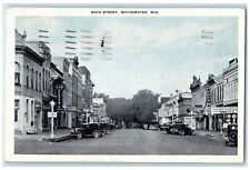 1939 Main Street Buildings Shops Cars Scene Whitewater Wisconsin WI Postcard picture