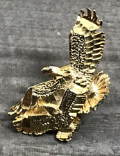 Flying Soaring Eagles Gold Tone Lapel Hat Jacket Vest Backpack Bag Souvenir Pin picture