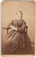 CIRCA 1860s CDV YOUNG LADY IN BLACK DRESS UNMARKED picture