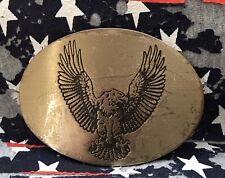 VTG Rare High Mesa Solid Bronze Harley Eagle Biker Harley Cowboy Belt Buckle picture