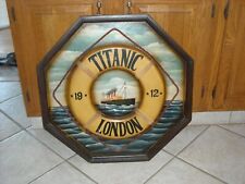 Vintage TITANIC Hand Painted 3D Octagon Wood Sign Life Preserver Rope Ocean picture
