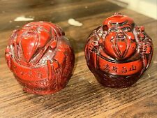2 Red Resin Wise Men Figurines 2” Tall picture