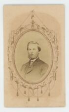 Antique Cartouche CDV Circa 1860s Handsome Man With Beard in Ornate Frame picture