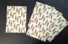 Vintage Christmas Wrapping Paper Sheets Red Green Ornaments 1950's Set Of 5  picture