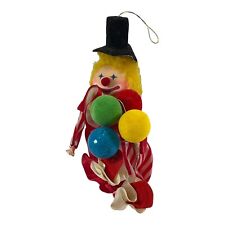 Vintage Clown Ornament Plush Berrie & Co Hat Balloons Christmas Holiday Circus picture