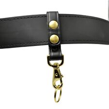 Jay Pee Leather Double Snap Key Strap Police Belt Keeper Swivel Key Ring Brass picture