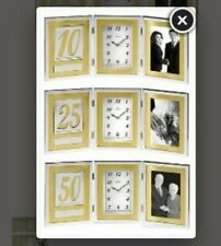BULOVA MEDALLION 10 25 & 50 ANNIVERSARY PICTURE FRAME DESK CLOCK #1233 $69 GOLD picture