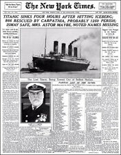 Titanic Sinks Photo Large 11X14 - 1912 New York Times Newspaper Front Page picture