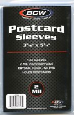 1 Pack Of 100 BCW Archival Standard Size Postcard Sleeves 2 Mil No PVC picture