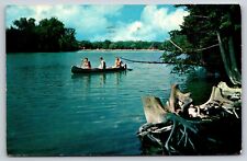 Canoe On The Lake Leesburg Indiana Vintage Postcard picture