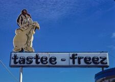 TASTEE FREEZ SIGN *2X3 FRIDGE MAGNET* VINTAGE DRIVE THRU HAMBURGERS AND HOT DOGS picture