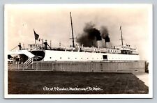 c1946 RPPC Passenger Steamer SS City of Petoskey MACKINAW CITY Michigan Postcard picture