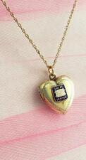 Antique Vintage YALE UNIVERSITY Locket GF Chain Gold Filled Heart Seal Sterling picture