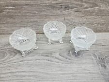 3 Large Vtg Footed Salt Dishes Clear Glass picture