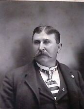 C.1900 Cabinet Card Norwalk, OH Handsome Man W Free Mason Pin Big Mustache C218 picture