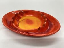 Vintage California Pottery Ashtray Psychedelic Orange Red And Yellow A1 picture