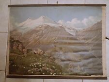 Original vintage pull down chart Elbrus, the Caucasus , litograph picture