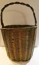 Vintage Woven Brass Orchid Basket W Hinged Handle India The Import Collection  picture