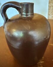 Vintage Antique Brown Glaze Stoneware Primitive Whiskey Jug Crock 7” Ht, 4” Base picture