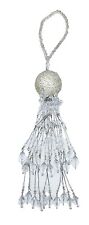 13” Beaded Tassel Christmas Holiday Ornaments White Plastic Beads picture