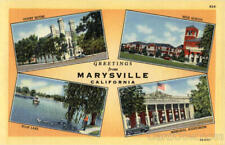 Marysville,CA Court House,High School,Ellis Lake,Memorial Auditorium Postcard picture