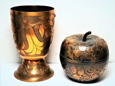 T. Crisol  Taller Origen Chile Etched Copper Apple & Goblet - Marked & Stamped picture