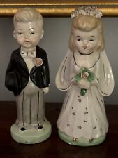 Vintage Bride & Groom Wedding Cake Topper Figurine Set Ceramic Japan Newlyweds  picture