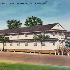 Fort Meade Army Base Postcard 1950s Maryland Barracks Vintage Military MD K696 picture