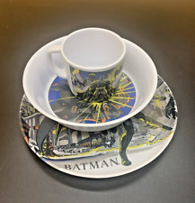 Batman 1991 Vintage 3pc Dinnerware Set: Cup Bowl Plate picture