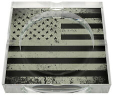 Quality Importers Soldiers Military Flag Square 4-Cigar Crystal Ashtray - 1096 picture