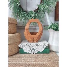 Vintage Small Block Wood Wall Basket picture