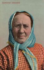 Old Woman with Head Scarf Suomalainen talonemanta Vintage Postcard c1910 picture