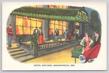 Hotel Antlers Night Indianapolis IN Indiana Vintage Linen Postcard Unposted picture
