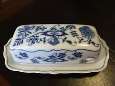 Blue Danube Blue Onion Japan Blue & White Butter Dish with Lid  EX Condition picture