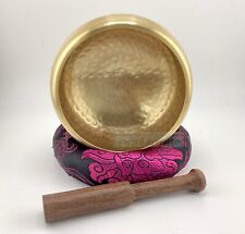Handmade Hammered singing bowl. 4 inch Tibetan Sound Bowl set w/Mallet cushion picture