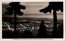 Vintage RPPC Postcard Birdseye View Night City Lights Vancouver BC Canada picture