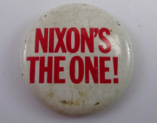 VINTAGE DIRTY DICK NIXON'S THE ONE CAMPAIGN BUTTON 1968 ELECT POLITICAL SOUVENIR picture