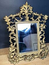 Antique/VTG JM Iron Cast Gold French Baroque Style Vanity Mirror Picture Frame picture