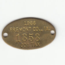 1966 FREMONT COUNTY IOWA DOG TAX LICENSE TAG #1353 picture