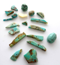 vintage,real natural TURQUOISE beads 18 beads & 1 mother of pearl bird,scarab, picture