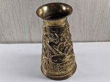 Vintage 7.5Inch Tall Ornate Brass Vase Holder with English Pub Scene - Peerage picture