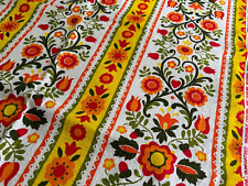 Vintage 70's Cotton Orange Yellow Green Floral Fabric 25x79 picture