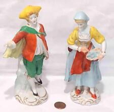 Pair Antique German Porcelain 19th Century man & Woman Figurines, picture