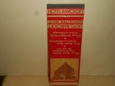 HOTEL BANCROFT Worcester MA 1940's Giant Feature Matchbook Advertising picture