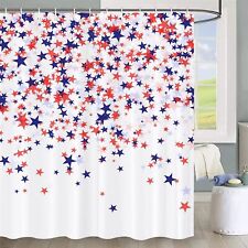 4th of July Shower Curtain American Flag Blue 72X72 Inch, and Red Stars  picture
