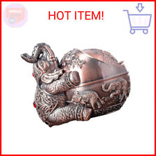 LAUYOO Vintage Decorative Windproof Ashtray with Lid for Cigarettes Metal Portab picture
